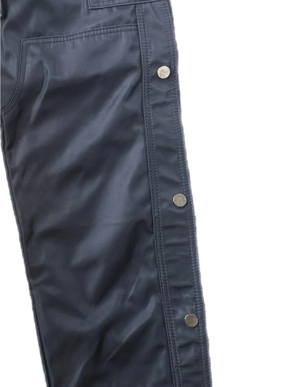MNML Black Nylon Side Snap Zip Closure Cargo Pants Relaxed Tapered
